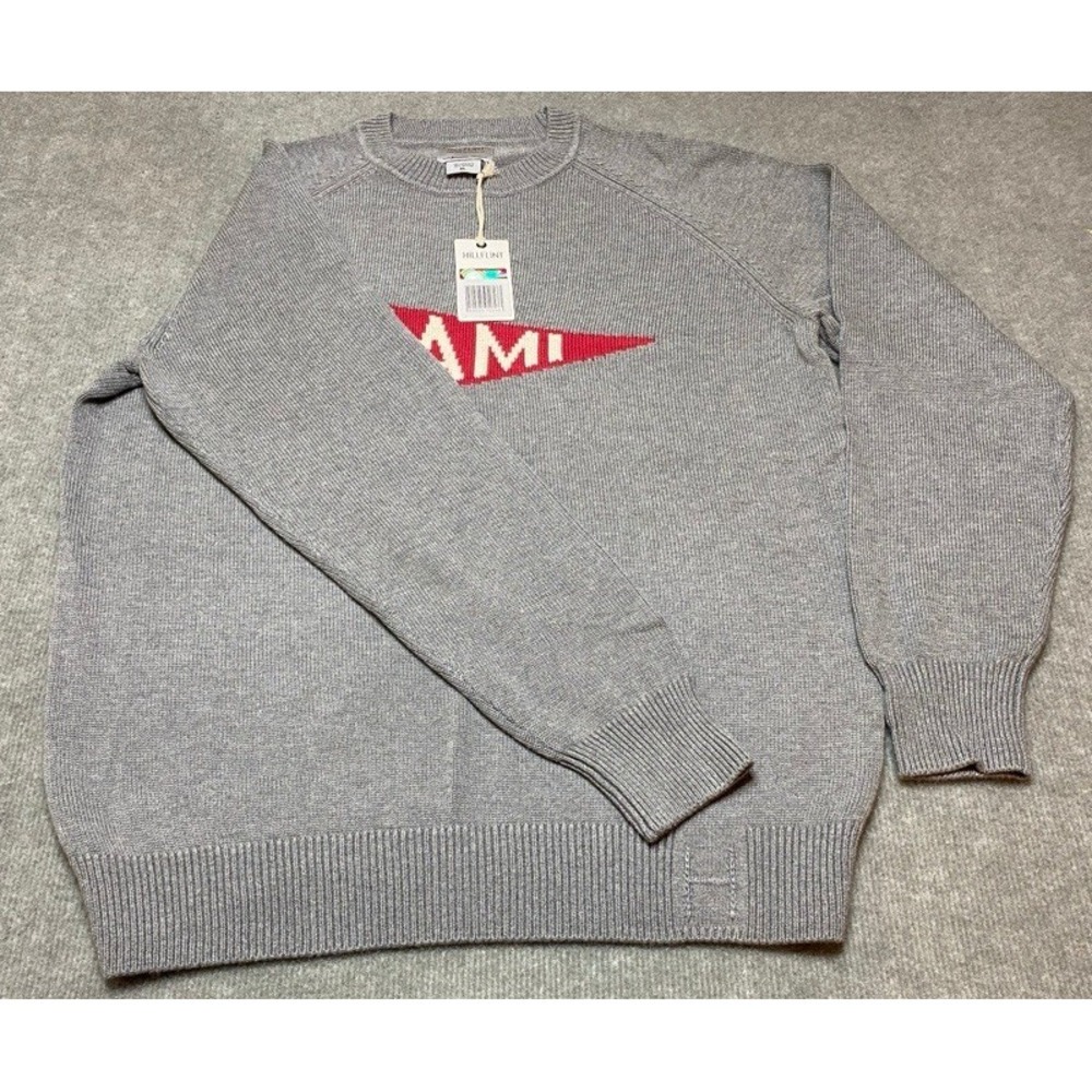 Hillflint Miami Sweater Women XL Grey Pennant Graphic Viscose Cotton Blend